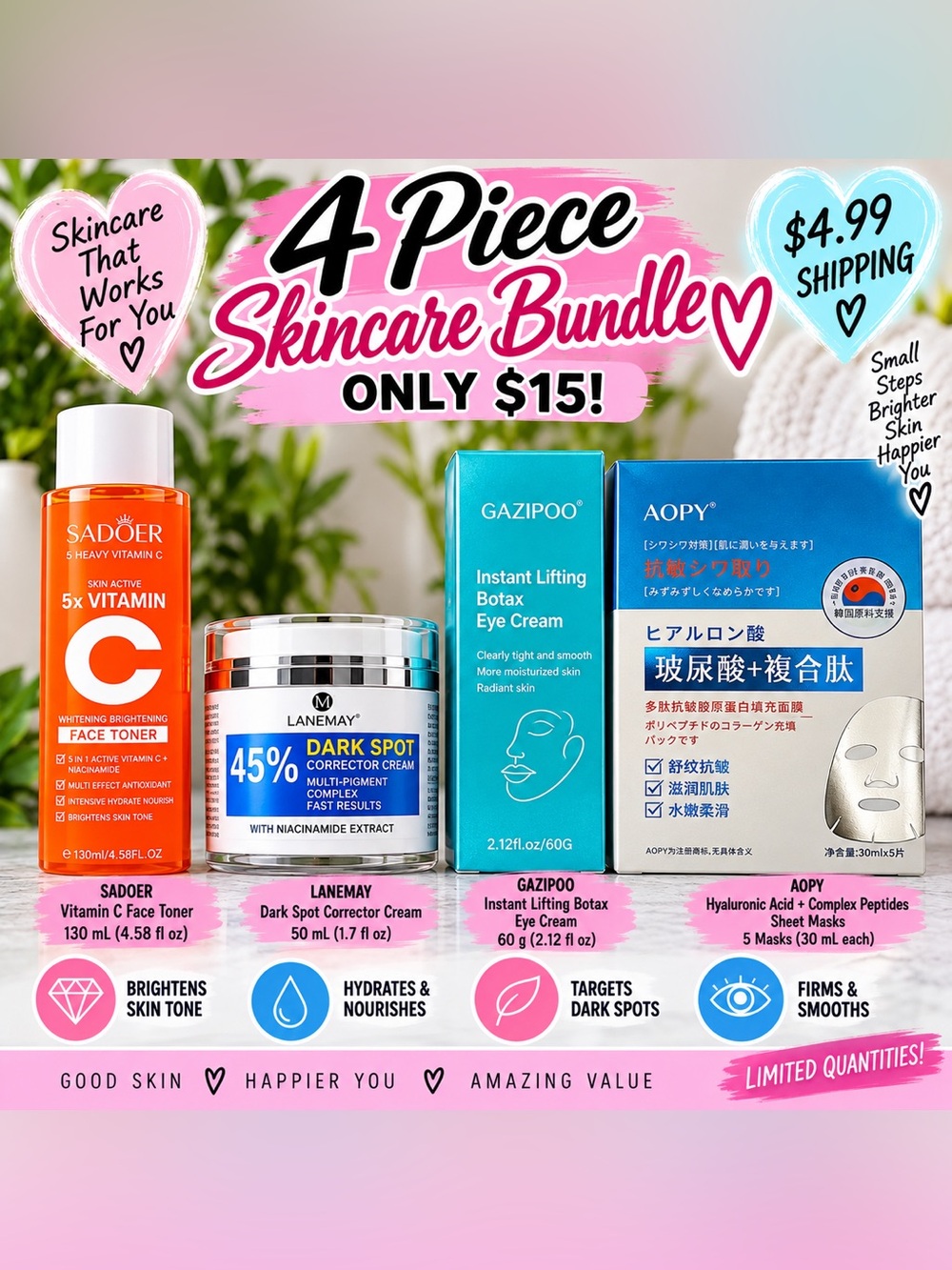 ✨ WEEKLY SKINCARE BUNDLE — 4 PC FOR ONLY $15! ✨